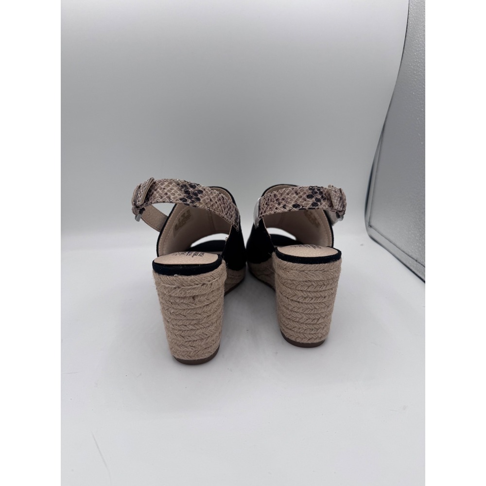 LifeStride Trina Espadrille Wedge Sandals Women 6M Black Snakeskin Slingback - Picture 5 of 8